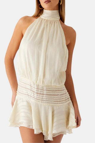 Women's Halter Backless Chiffon Mini Dress