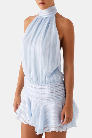 Women's Halter Backless Chiffon Mini Dress