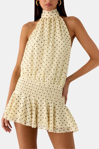 Women's Halter Backless Chiffon Mini Dress