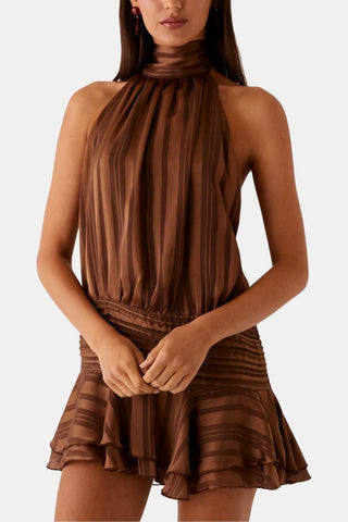 Women's Halter Backless Chiffon Mini Dress