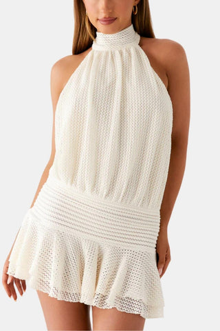 Women's Halter Backless Chiffon Mini Dress