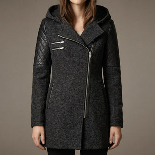 Women's Hooded Asymmetrical Moto Jacket