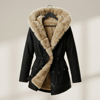 Women's Hooded Fur Trimmed Jacket