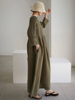 Women's Long Sleeve A-Line Maxi Dress