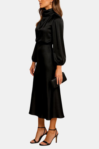 Women's Long Sleeve A-Line Midi Dress