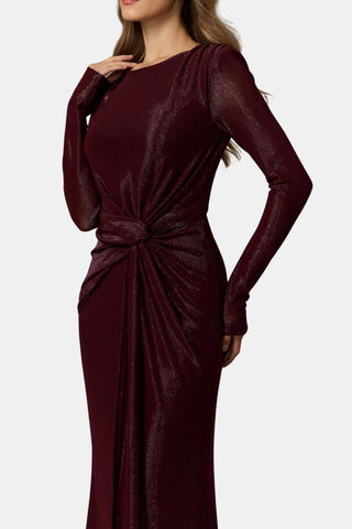 Women's Long Sleeve Knot Front Maxi Dress