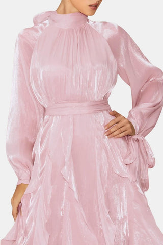 Women's Long Sleeve Ruffle Evening Maxi Dress