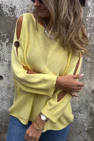 Women's Oversized Shoulder-Cutout Sweater