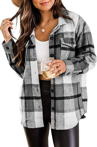 Women's Plaid Shirt Jacket