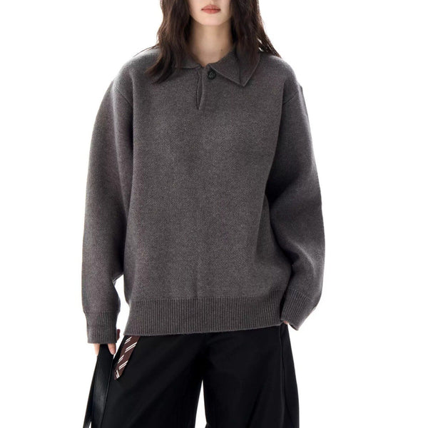 Women's Polo Ribbed Knit Sweater