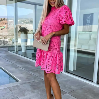 Women's Puff Sleeve A-Line Mini Dress