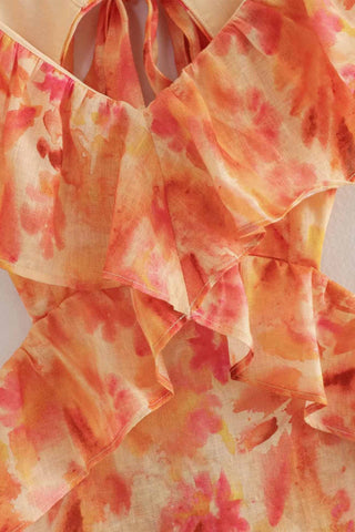 Women's Ruffle Floral Summer Midi Dress