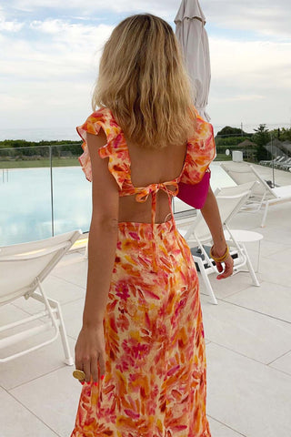 Women's Ruffle Floral Summer Midi Dress