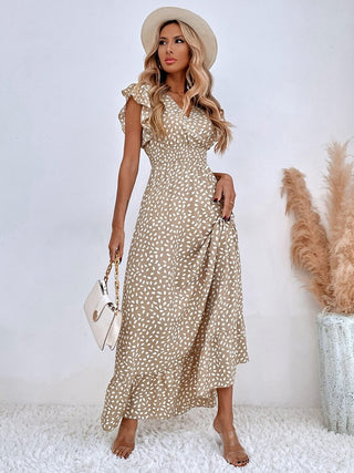 Women's Ruffle Sleeve Wrap Midi Dress