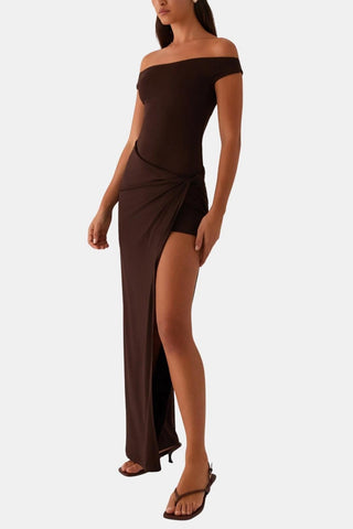 Women's Slit Off-Shoulder Maxi Dress