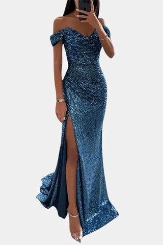 Women's Slit Off-Shoulder Maxi Dress