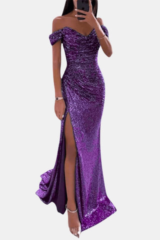 Women's Slit Off-Shoulder Maxi Dress