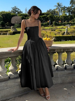 Women's Spaghetti Strap A-Line Midi Dress
