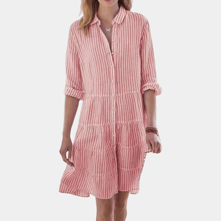Women's Striped Tiered Shirt Mini Dress