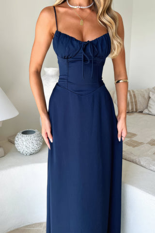 Women's Tie-Front A-Line Maxi Dress