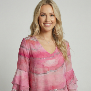 Women's Tiered Sleeve Knee Length Shift Dress