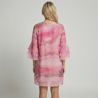 Women's Tiered Sleeve Knee Length Shift Dress