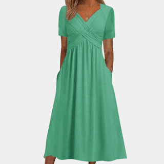 Women's V-Neck A-Line Midi Dress