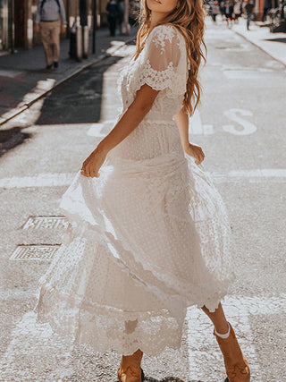 Women's V-Neck A-Line Midi Dress