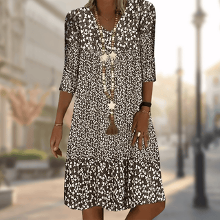 Women's V-Neck Floral A-Line Midi Dress