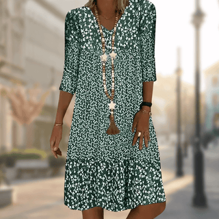 Women's V-Neck Floral A-Line Midi Dress