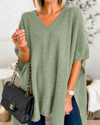 Women's V-Neck Poncho Sweater