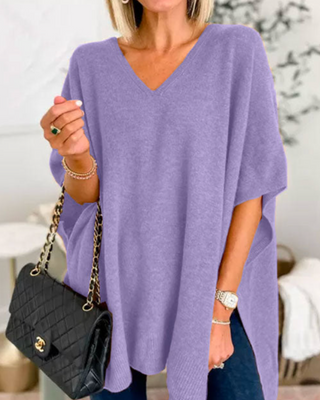 Women's V-Neck Poncho Sweater