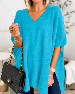 Women's V-Neck Poncho Sweater