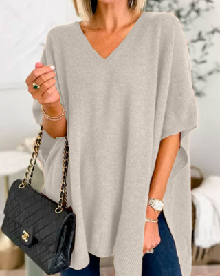 Women's V-Neck Poncho Sweater