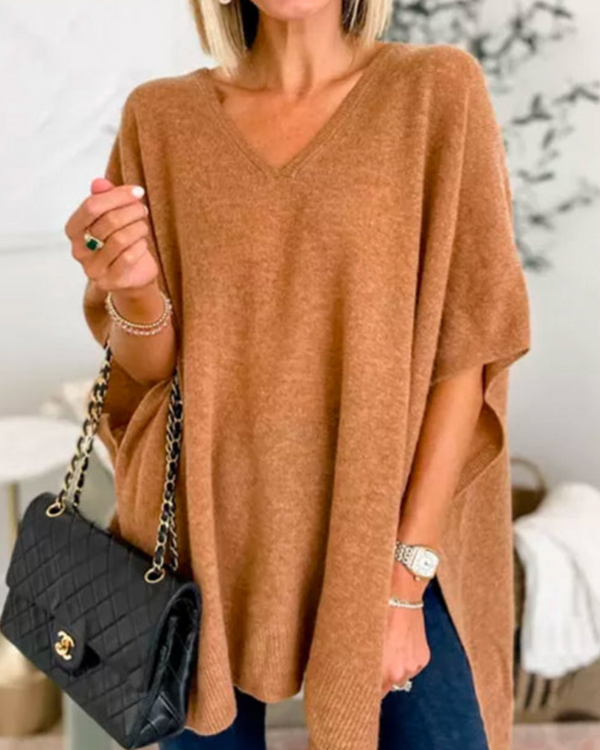Women's V-Neck Poncho Sweater