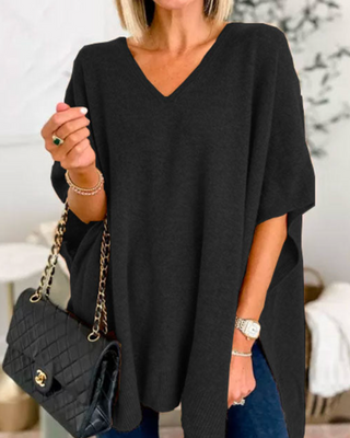 Women's V-Neck Poncho Sweater
