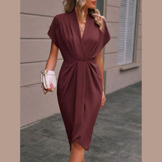 Women's V-Neck Wrap Midi Dress