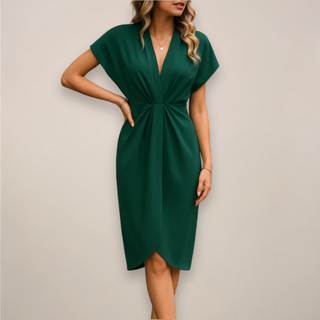 Women's Wrap V-Neck Midi Dress