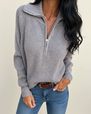 Women's Zip-Up Ribbed Sweater