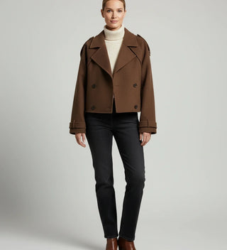 Women's Double-Breasted Cropped Coat