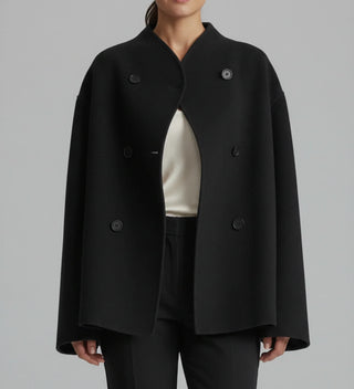 Women's Double-Breasted Collarless Short Coat