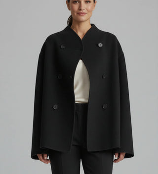 Women's Double-Breasted Collarless Short Coat