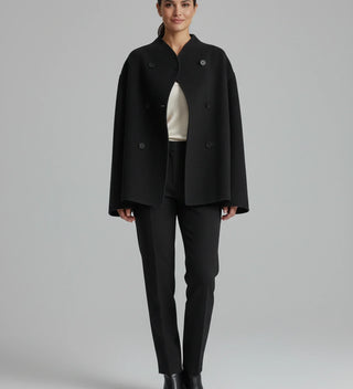 Women's Double-Breasted Collarless Short Coat