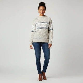 Women's Fair Isle Pattern Mock Neck Pullover Sweater