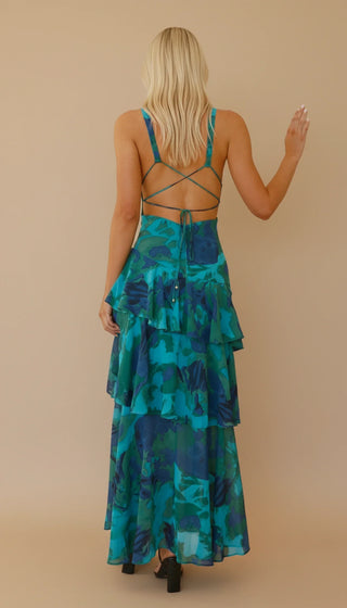 Women's Floral V-Neck Maxi Dress