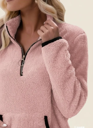 Women's Half-Zip Teddy Pullover Sweater