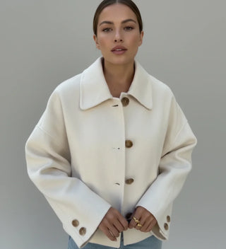 Women's Double-Breasted Cropped Pea Coat