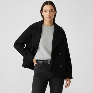 Women's Cropped Trench-Style Peacoat