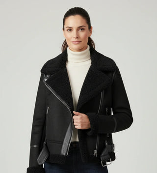 Women's Short Shearling Aviator Jacket