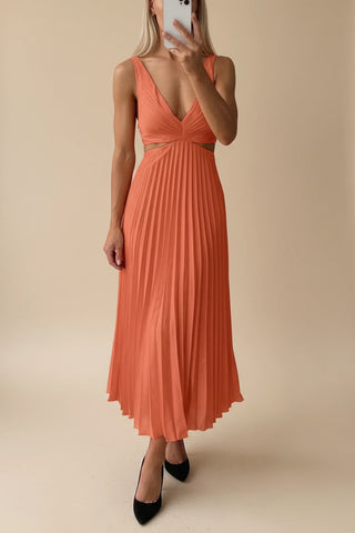Women's Pleated A-Line Midi Dress